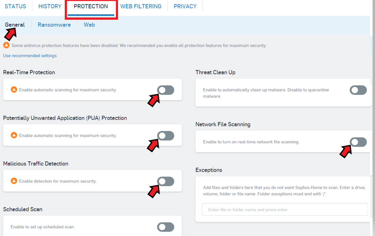 how to disable sophos